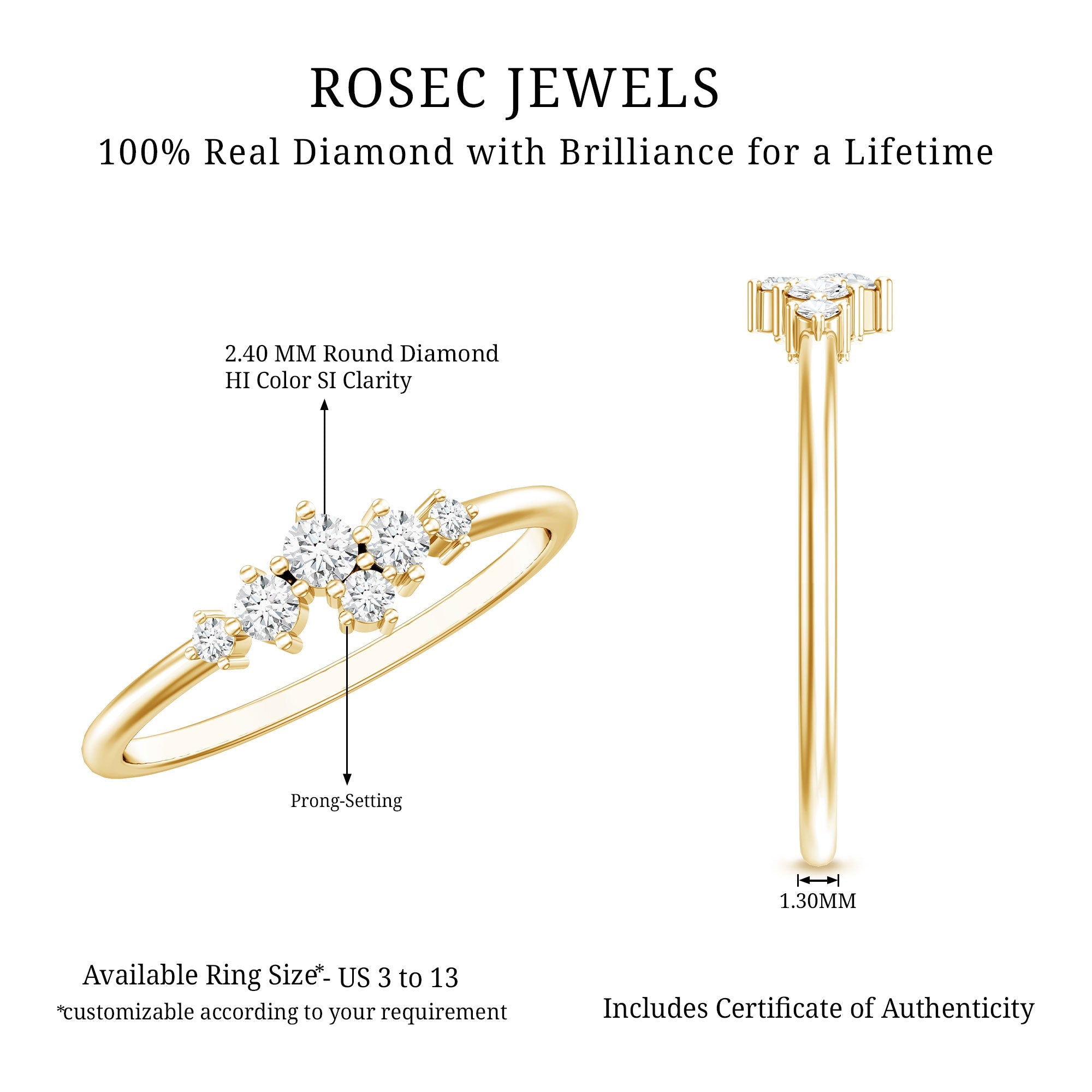 Certified Diamond Cluster Promise Ring in Prong Setting