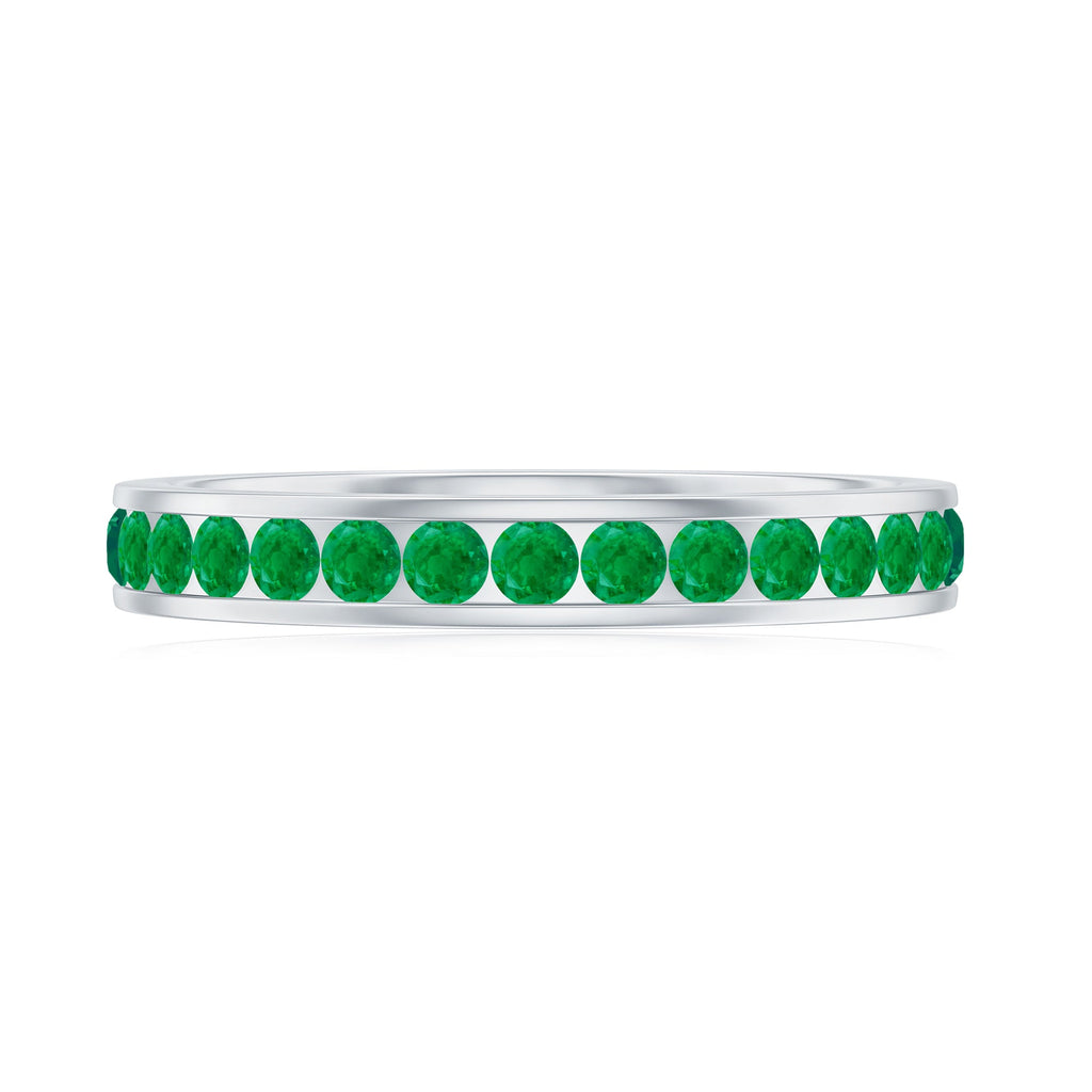 Channel Set Emerald Full Eternity Band Ring for Women