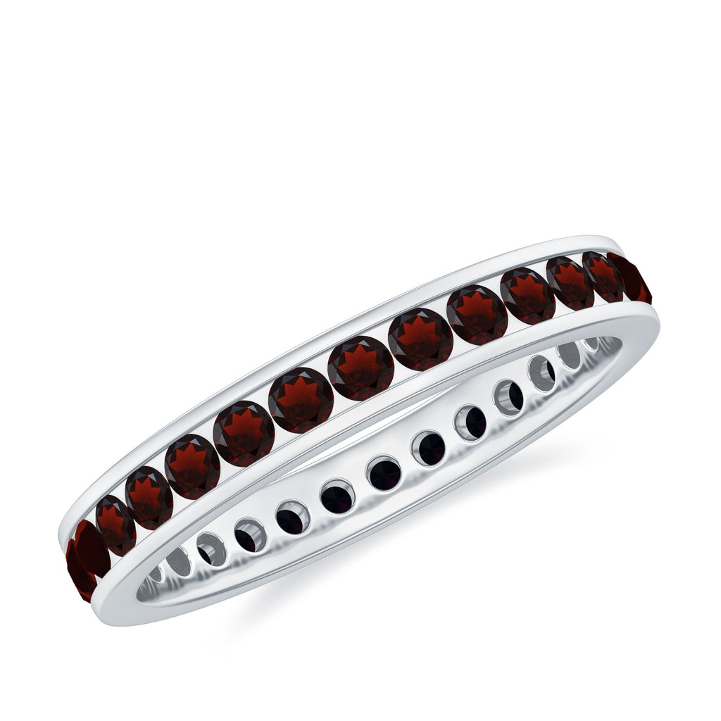 Certified Natural Garnet Eternity Ring in Channel Setting