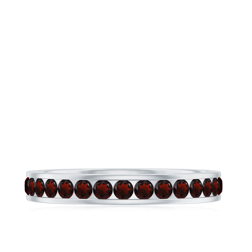 Certified Natural Garnet Eternity Ring in Channel Setting