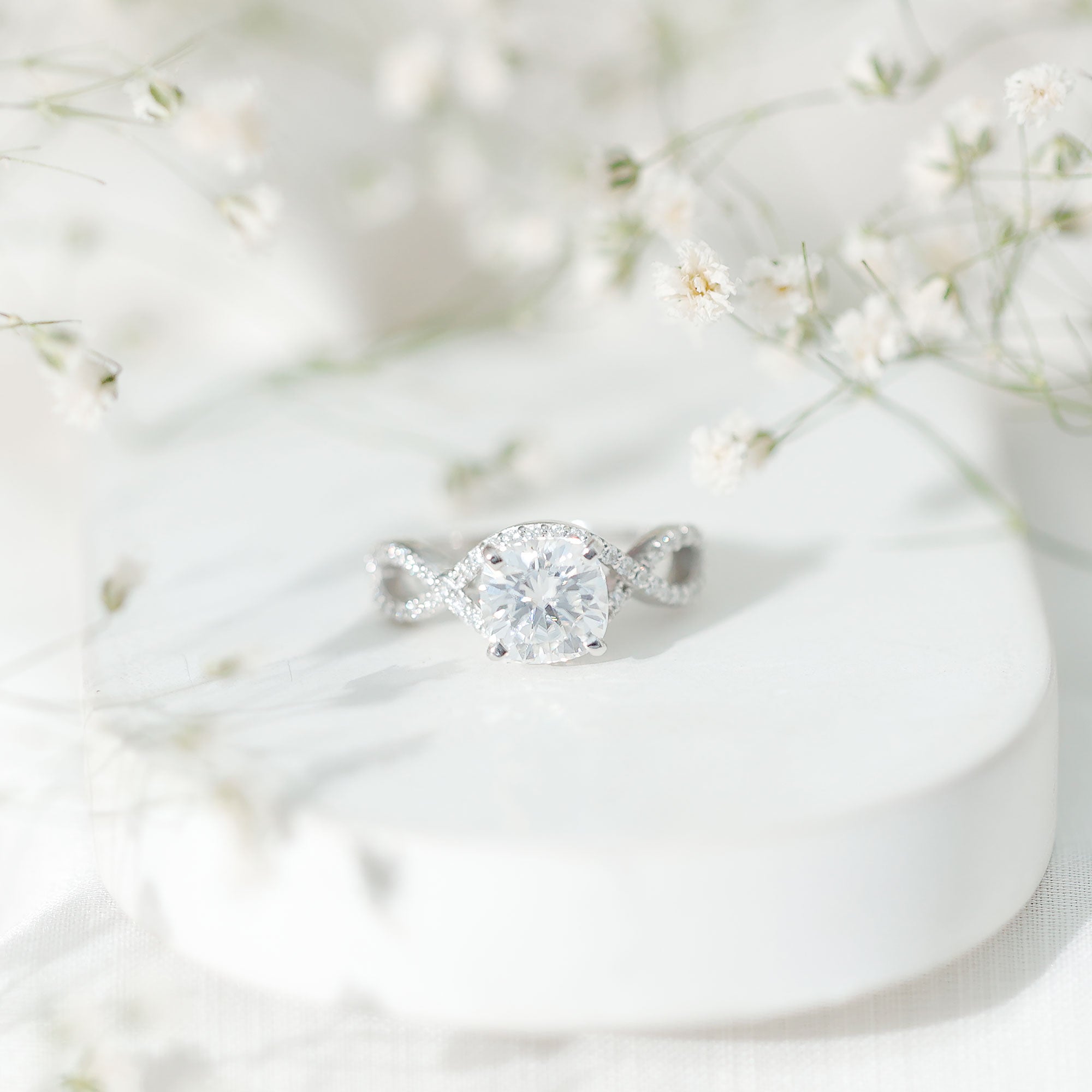 3 CT Cushion Cut Moissanite Solitaire Ring With Crossover Shank