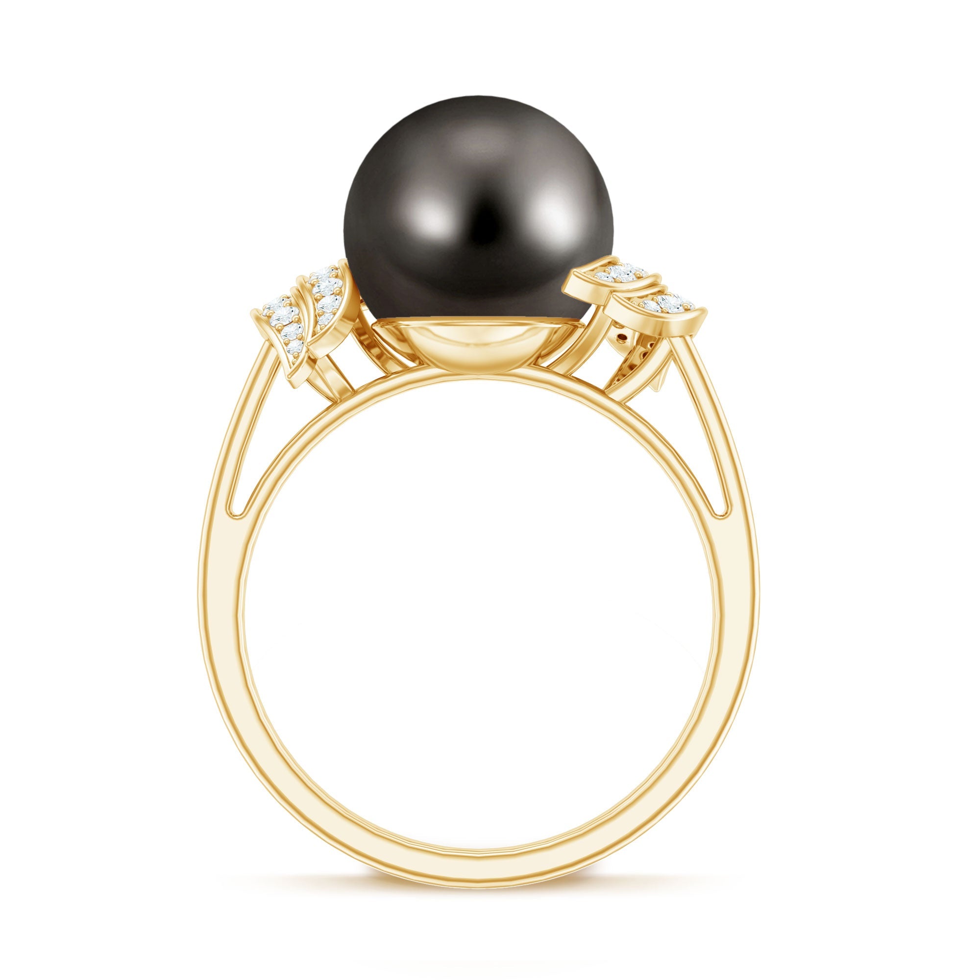 Natural Tahitian Pearl and Diamond Solitaire Engagement Ring