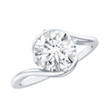 Round Cut 2 Carat Moissanite Solitaire Engagement Ring in Bypass Shank