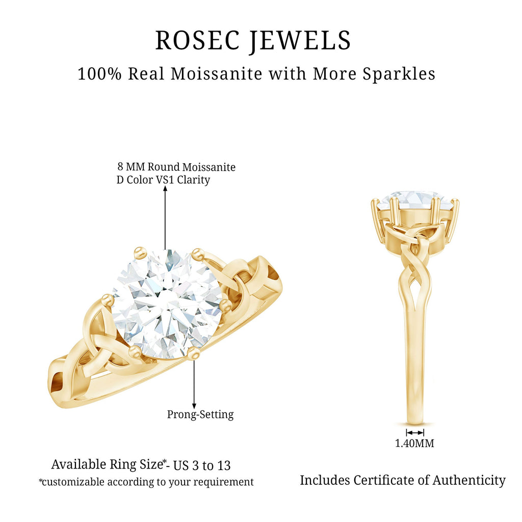 2 Carat Round Cut Moissanite Celtic Design Engagement Ring