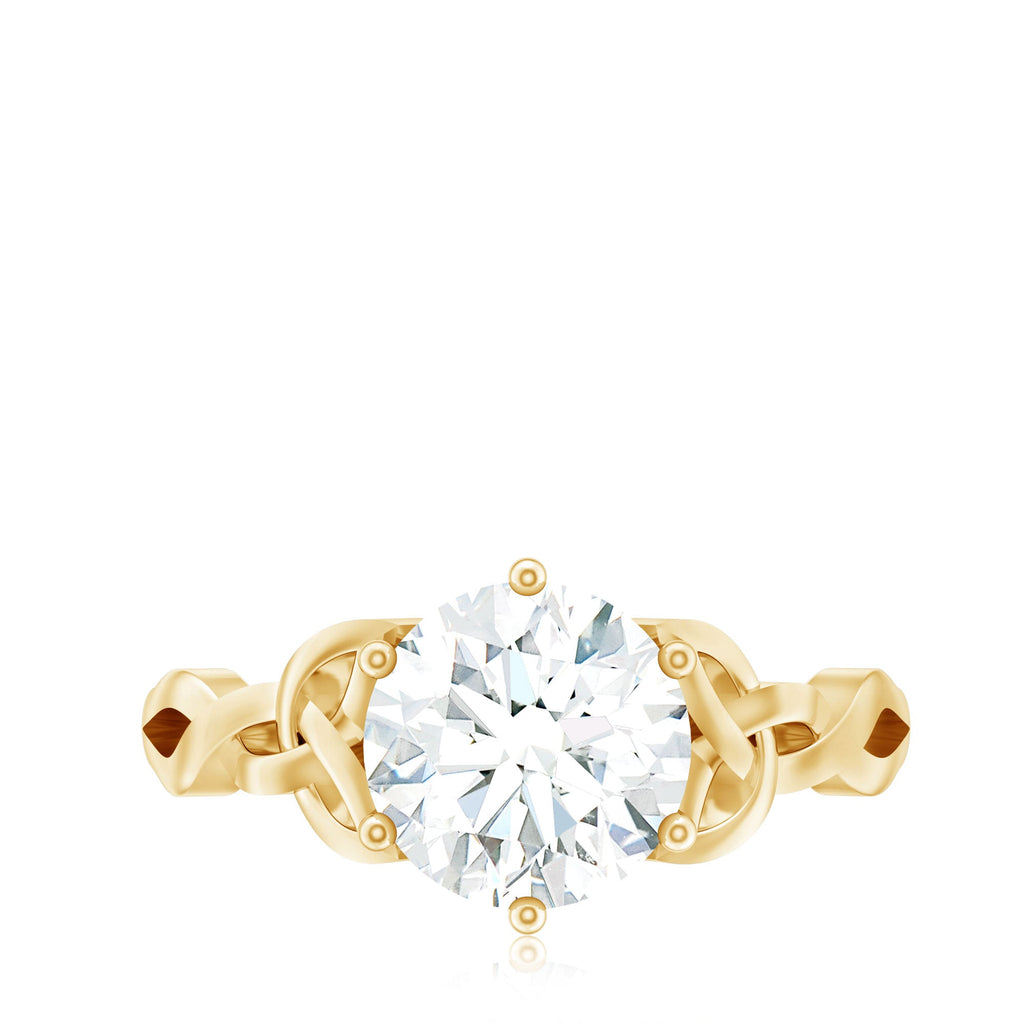 2 Carat Round Cut Moissanite Celtic Design Engagement Ring