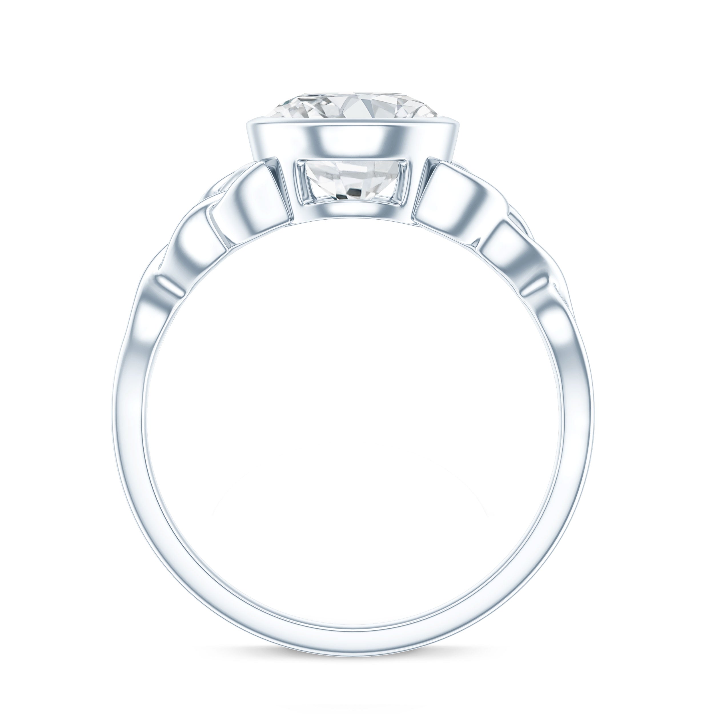 Solitaire Moissanite Celtic Knot Engagement Ring in Bezel Setting