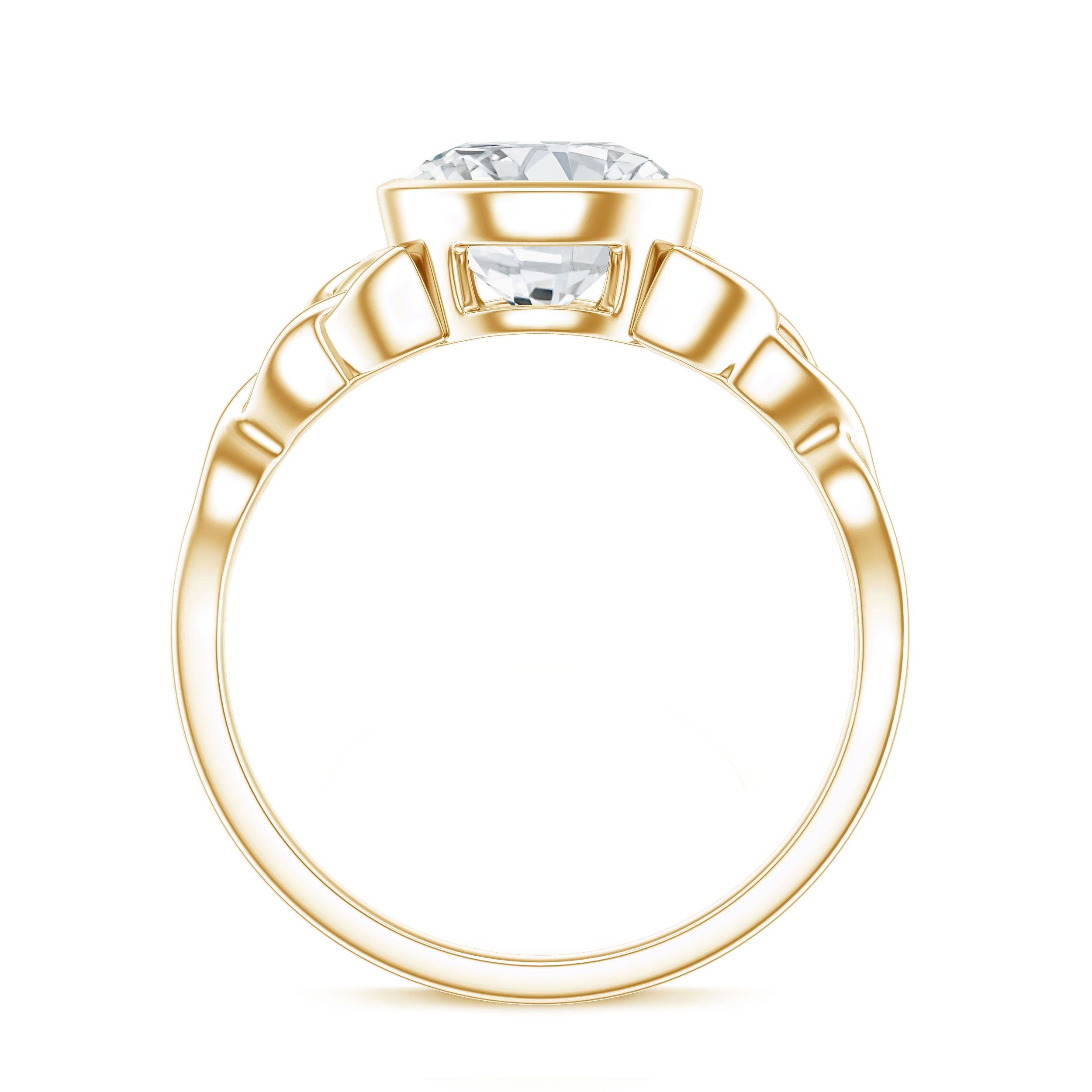 Solitaire Moissanite Celtic Knot Engagement Ring in Bezel Setting