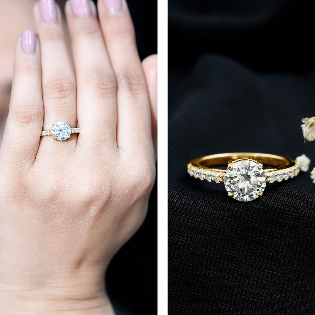 2 Carat Round Shape Moissanite Solitaire Engagement Ring with Certificate