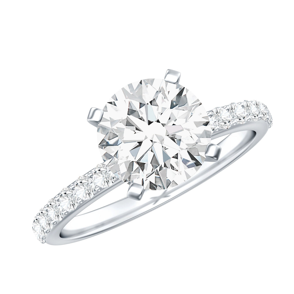 Certified Round Moissanite Solitaire Engagement Ring For Her