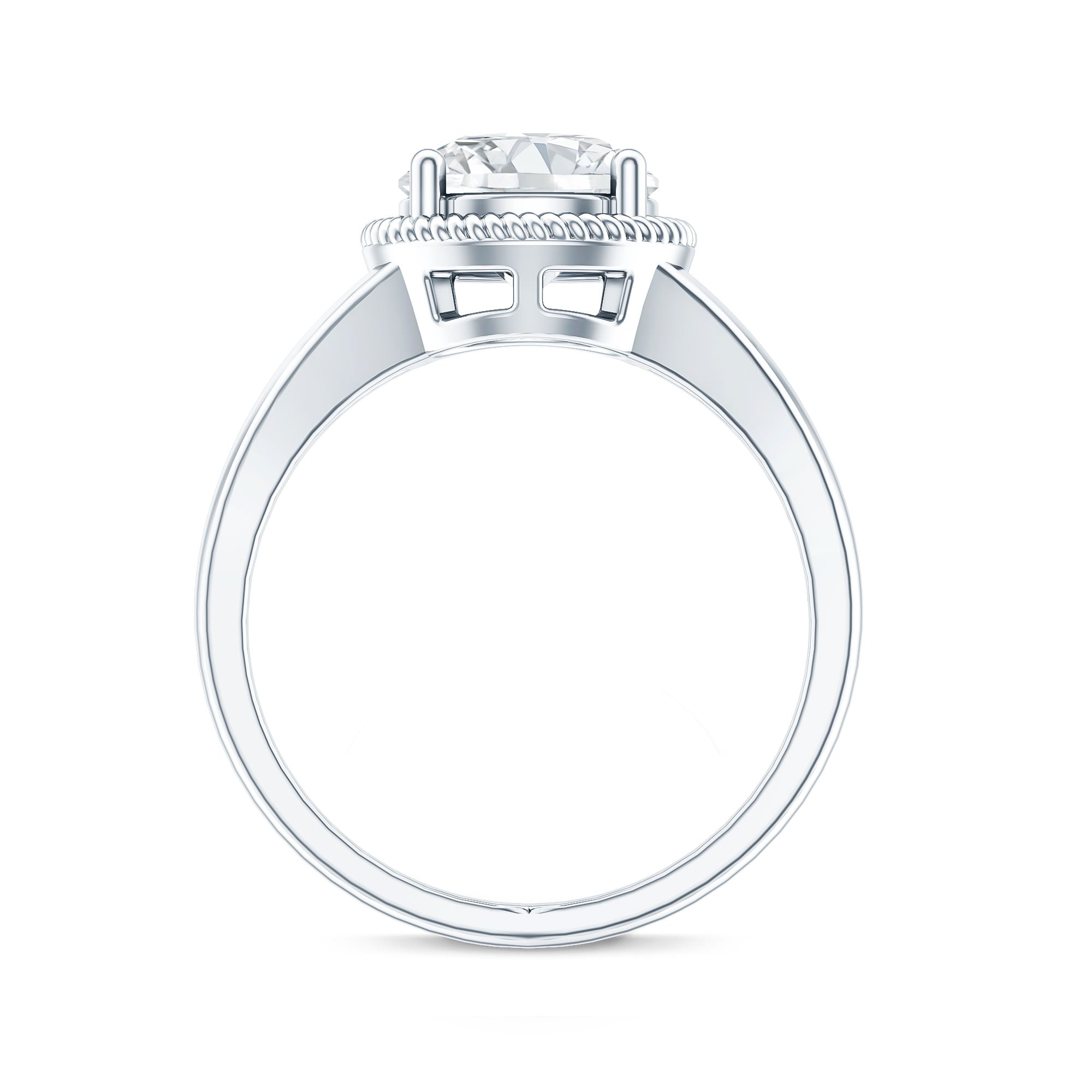 2 CT Round Moissanite Rope Band Engagement Ring