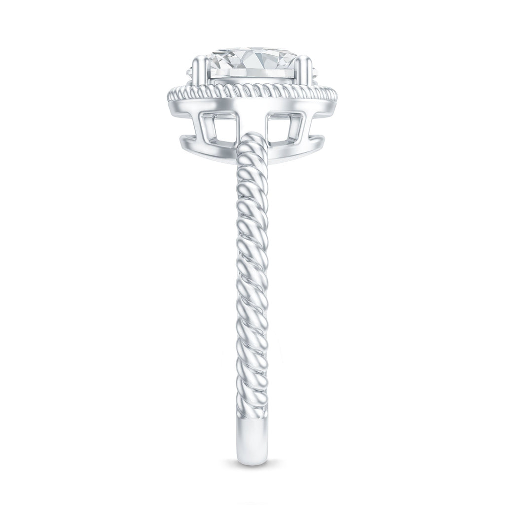Brilliant Cut 2 Carat Moissanite Rope Band Engagement Ring