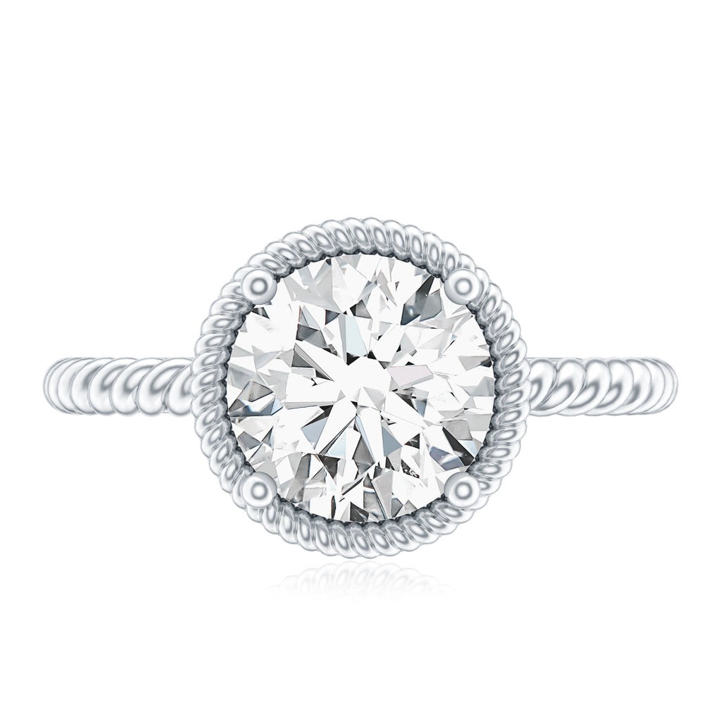 Brilliant Cut 2 Carat Moissanite Rope Band Engagement Ring
