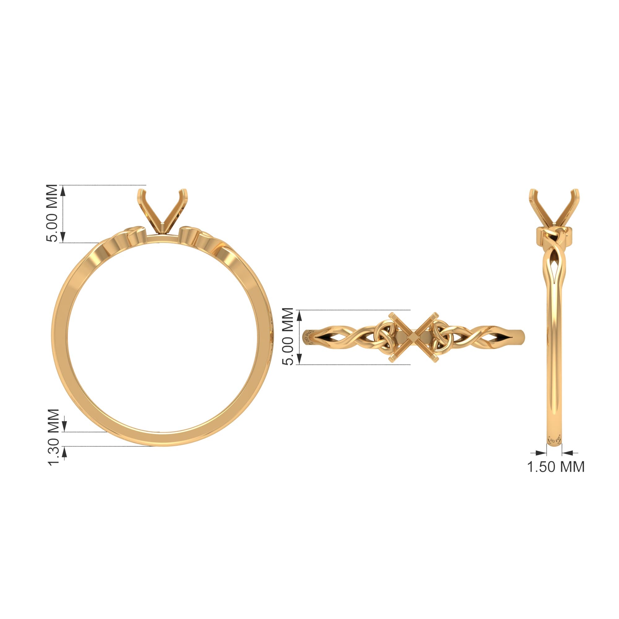 Round Moissanite Solitaire Celtic Promise Ring