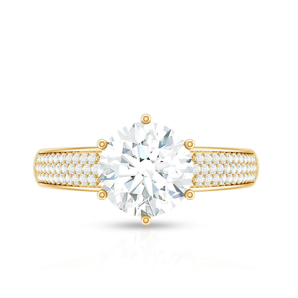 Certified Moissanite Side Stone Engagement Ring for Women