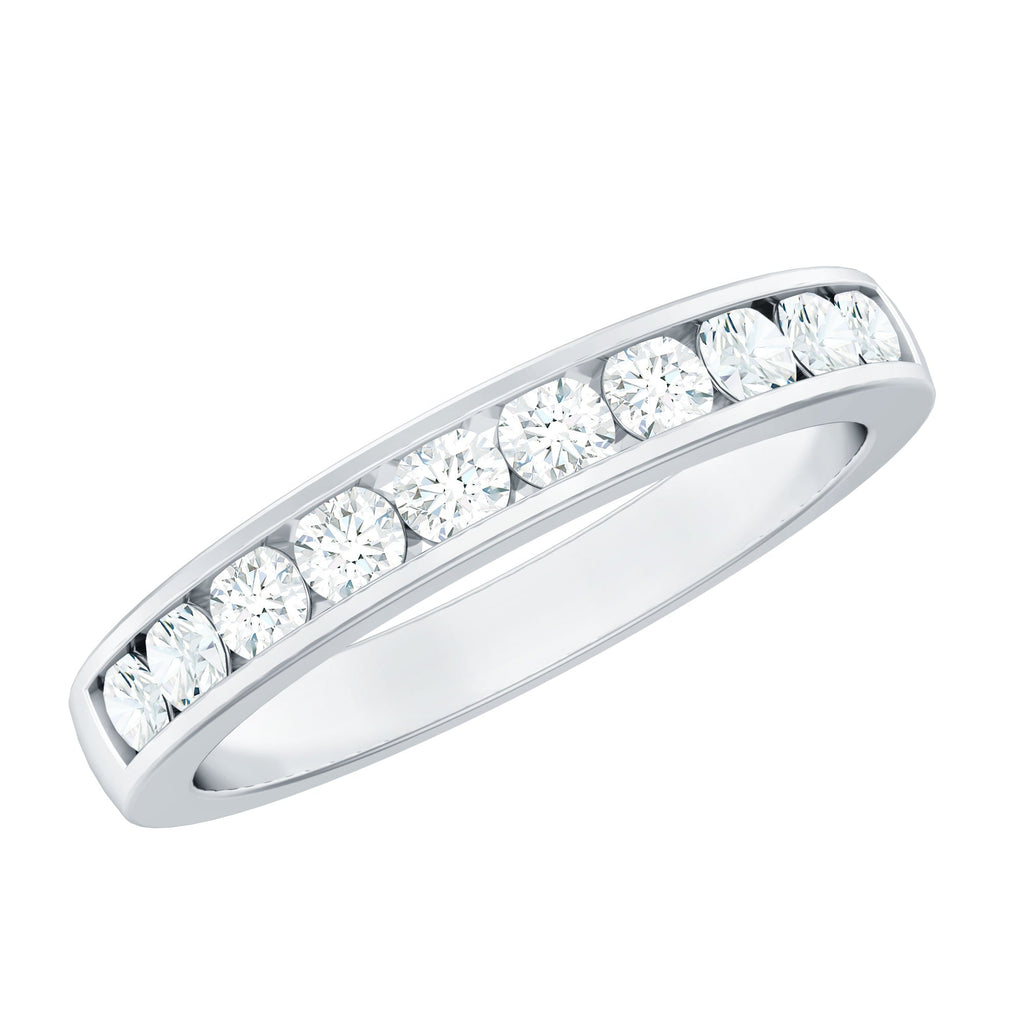 Channel Set Moissanite Half Eternity Band Ring