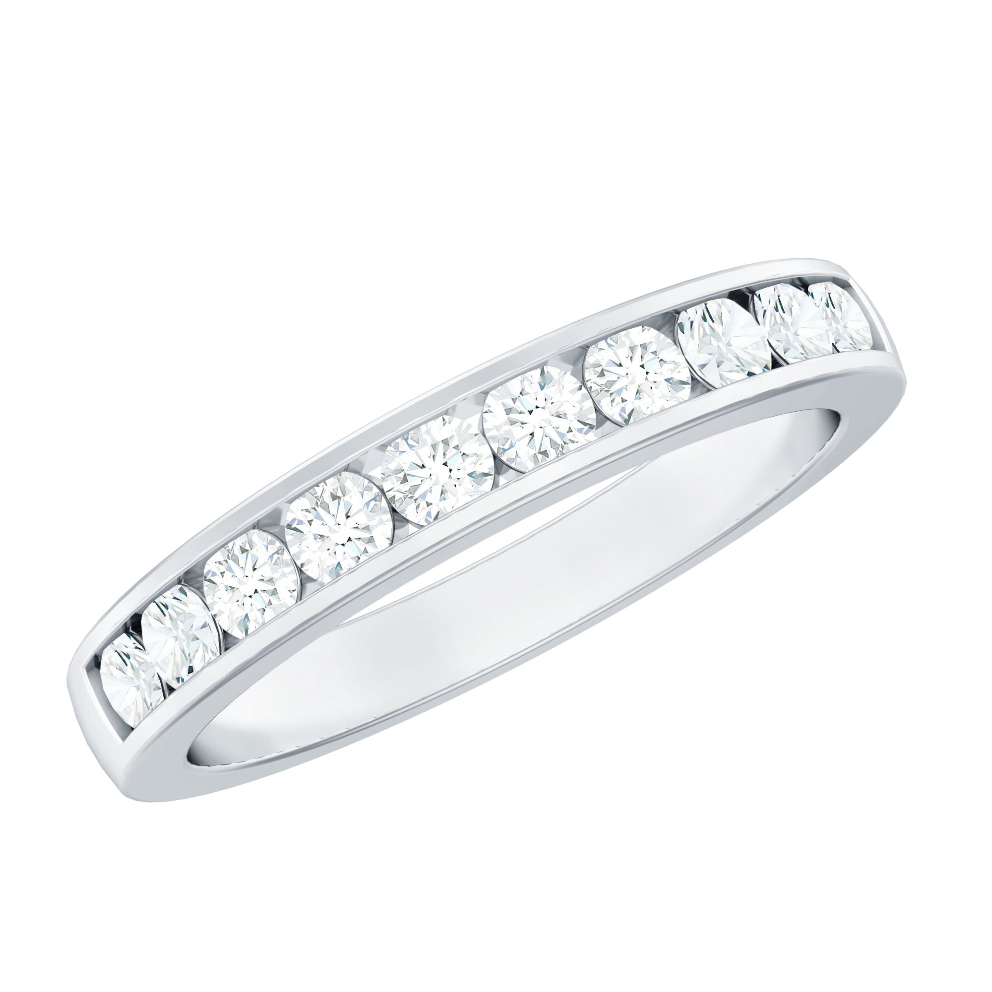 Channel Set Moissanite Half Eternity Band Ring