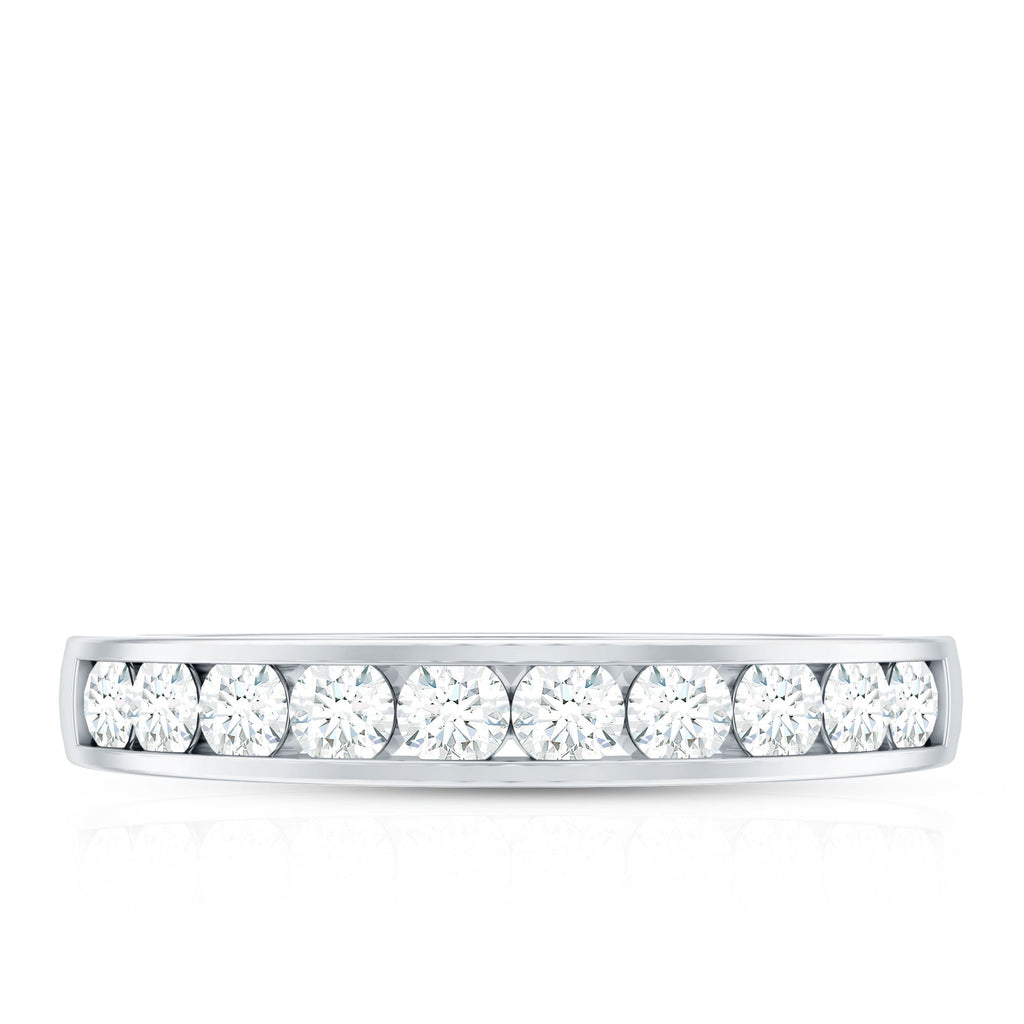 Channel Set Moissanite Half Eternity Band Ring