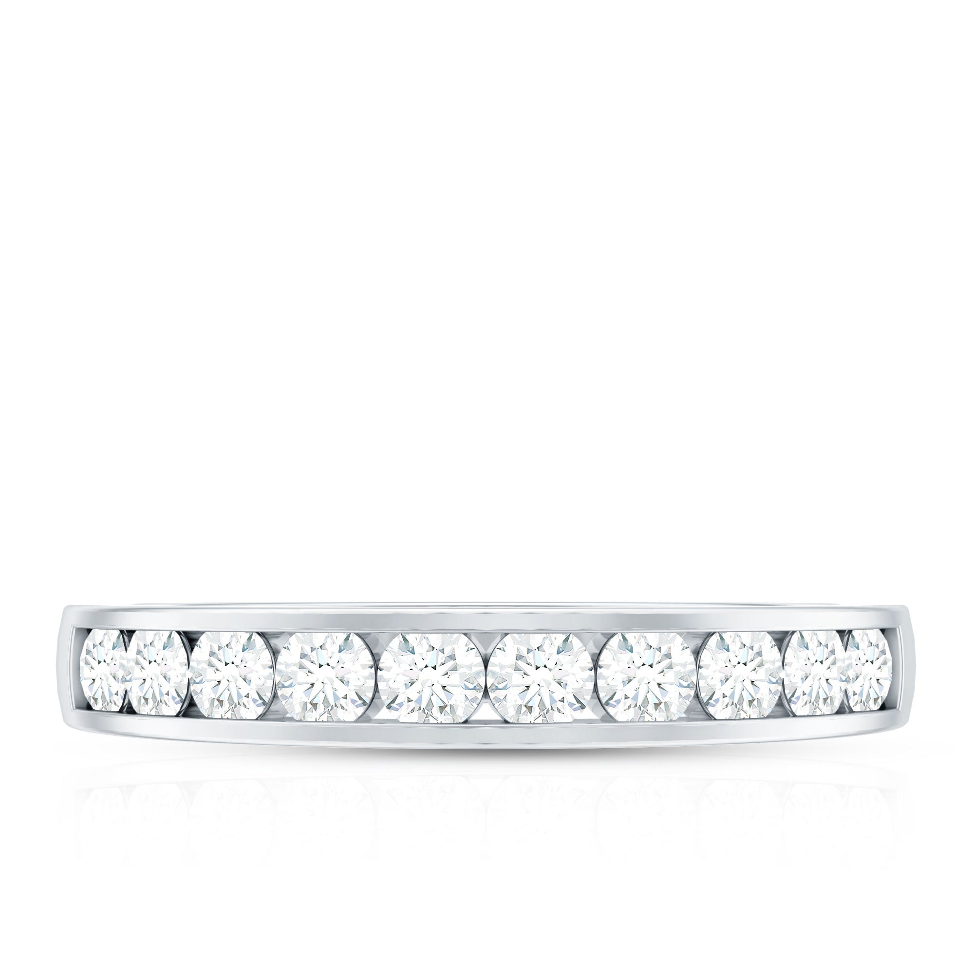 Channel Set Moissanite Half Eternity Band Ring