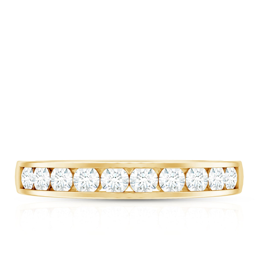 Channel Set Moissanite Half Eternity Band Ring