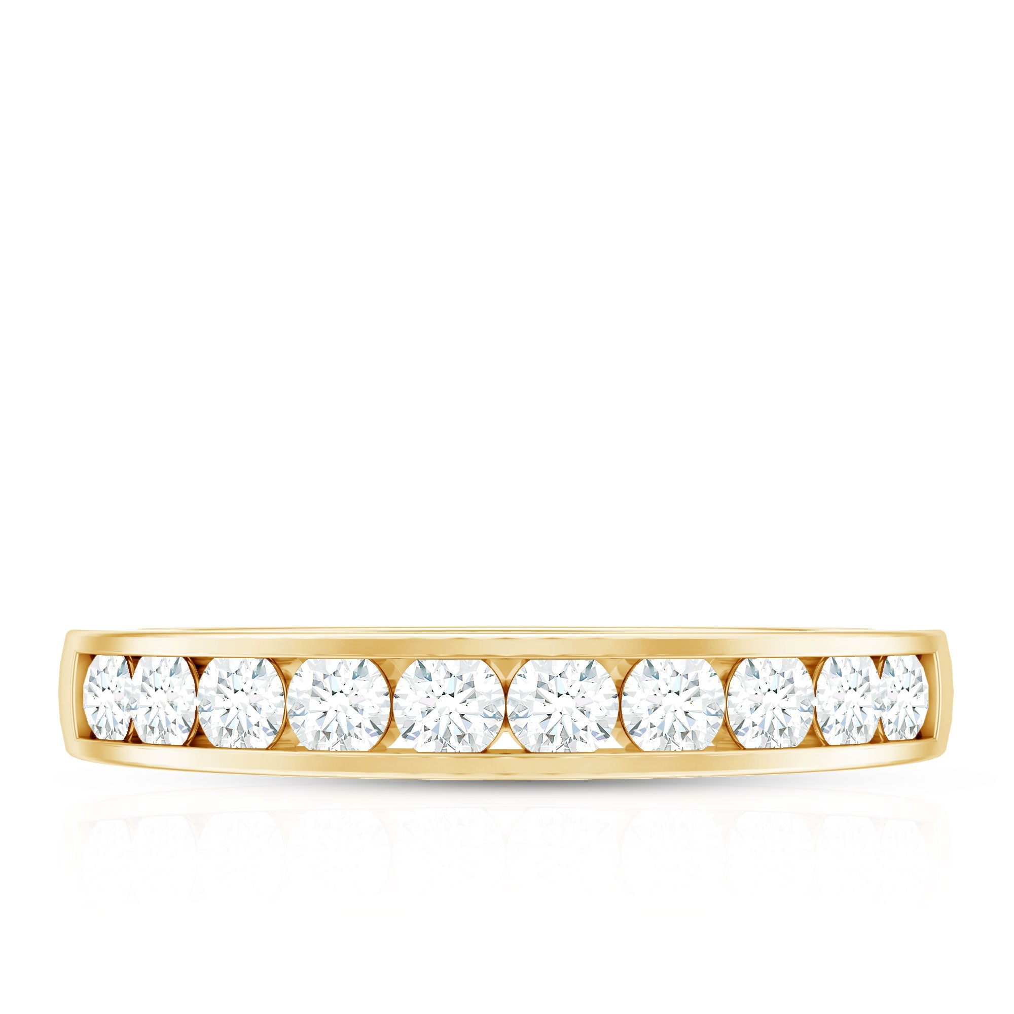 Channel Set Moissanite Half Eternity Band Ring