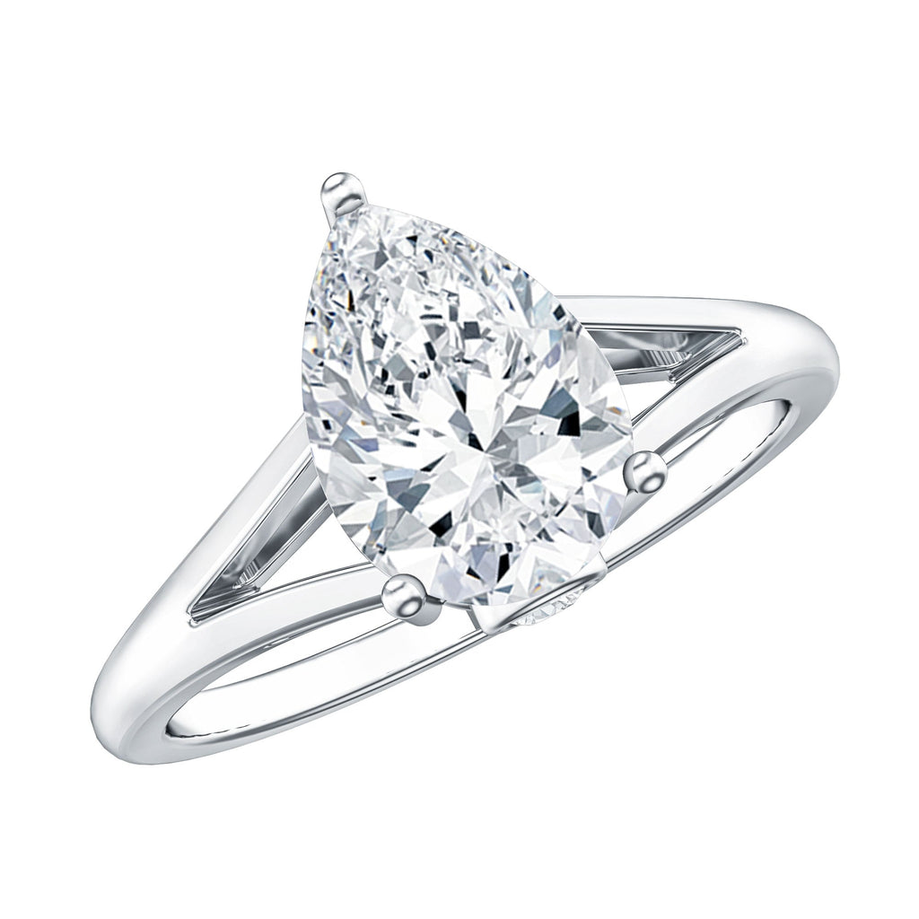 Pear Shaped Moissanite Split Shank Engagement Ring