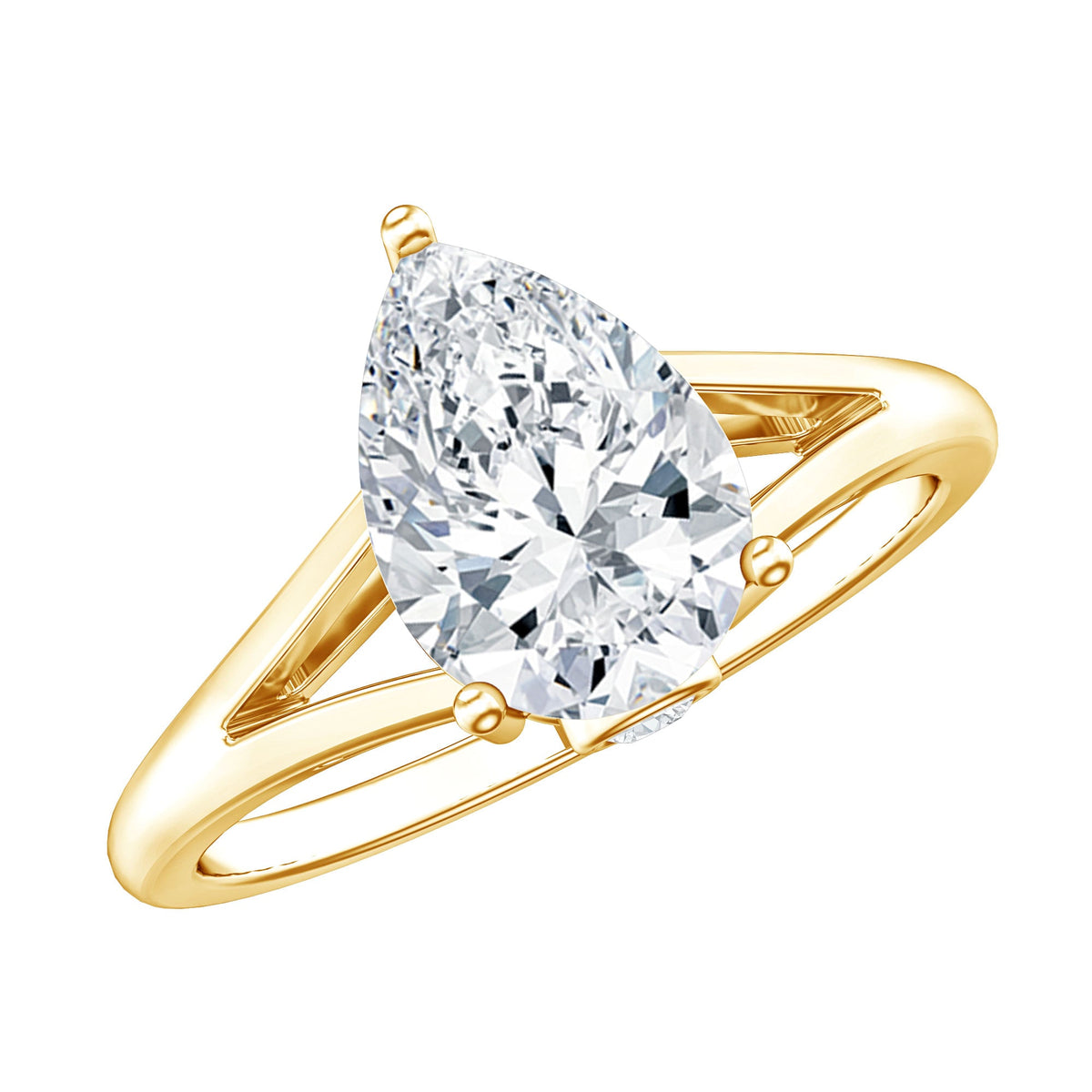 Pear Shaped Moissanite Split Shank Engagement Ring
