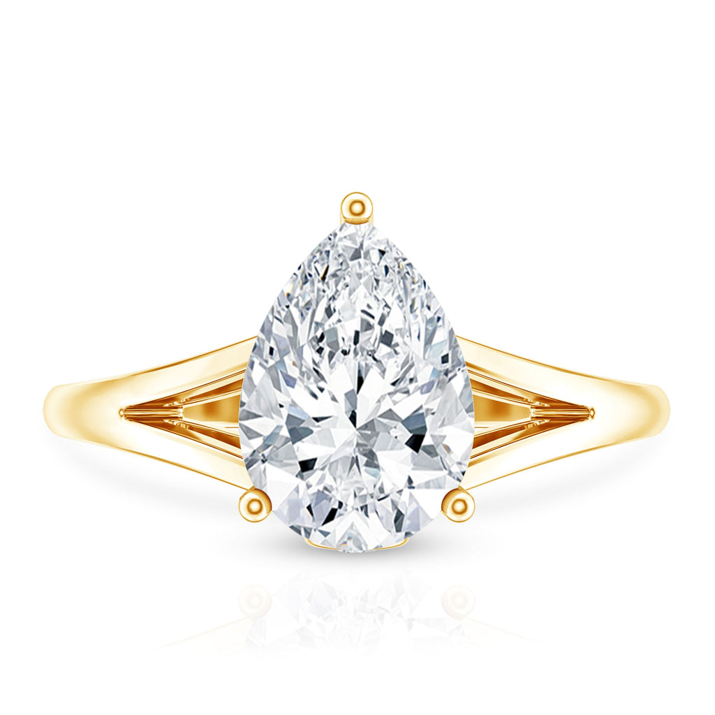 Pear Shaped Moissanite Split Shank Engagement Ring