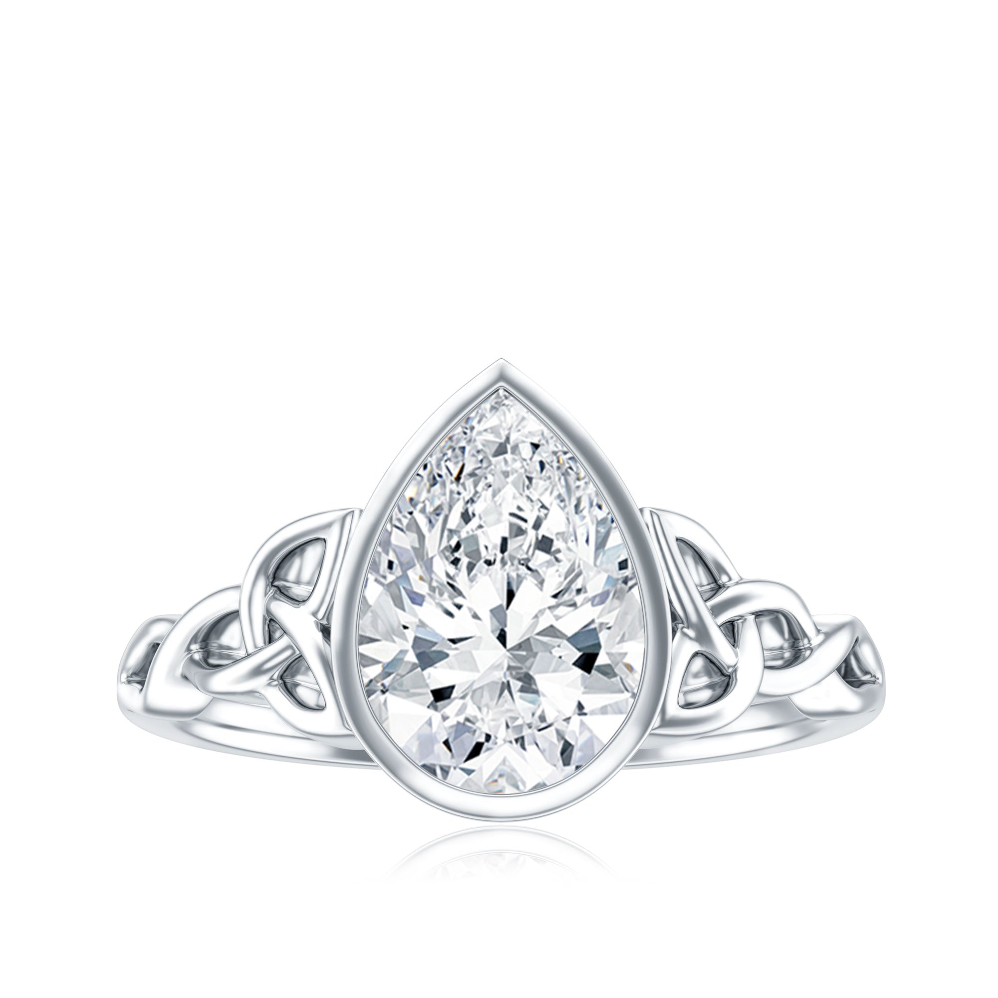 2.2 Carat Pear Shape Moissanite Celtic Knot Engagement Ring
