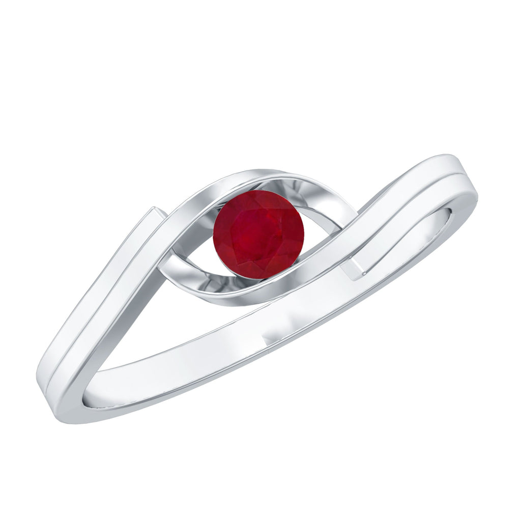 Natural Red Ruby Promise Ring with Bypass Shank