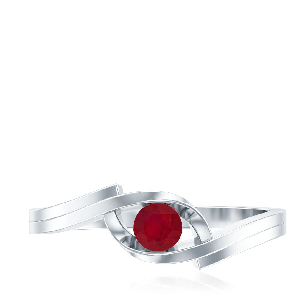 Natural Red Ruby Promise Ring with Bypass Shank