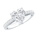 2 CT Moissanite Heart Engagement Ring With Side Stones