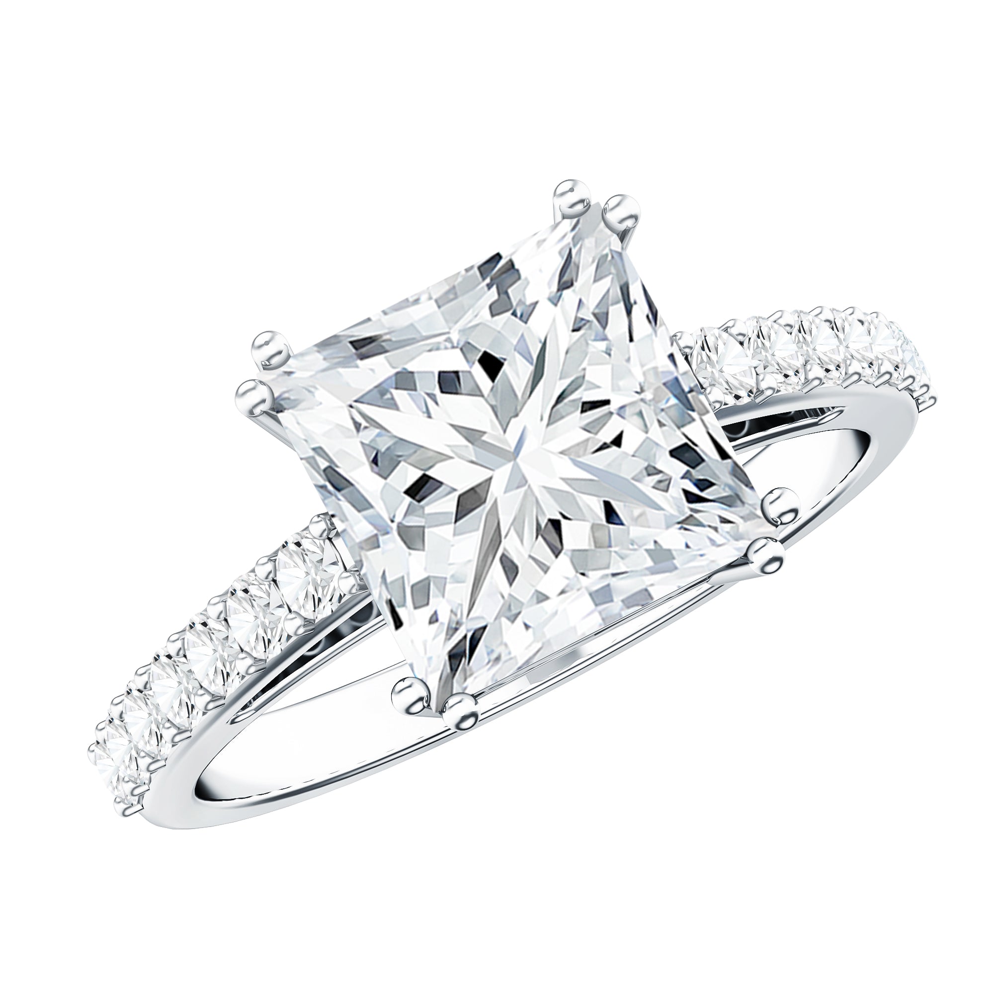 3 Carat Moissanite Princess Cut Engagement Ring With Double Prongs