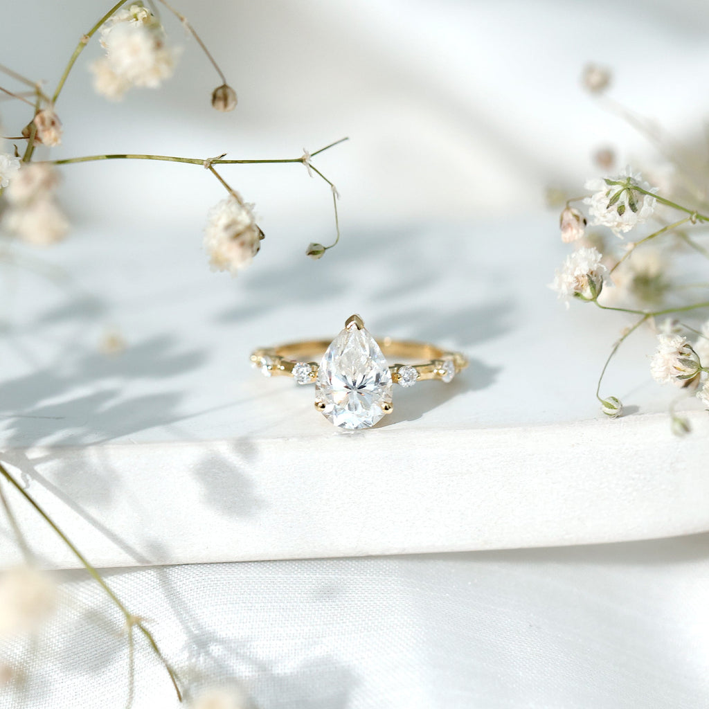 Pear Shaped Moissanite Big Engagement Ring For Women