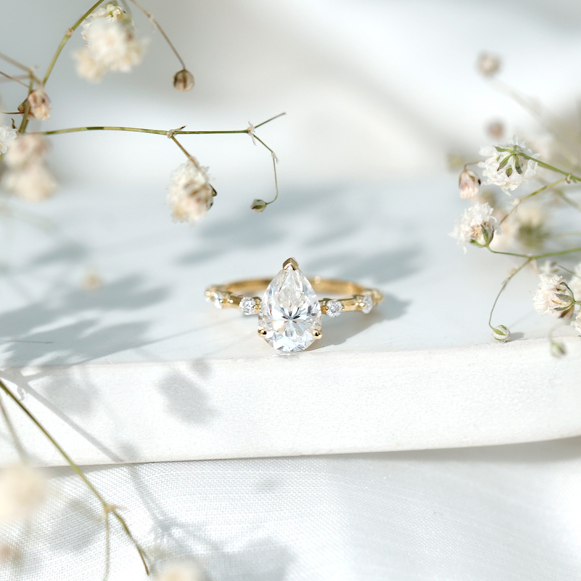 Pear Shaped Moissanite Big Engagement Ring For Women