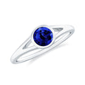 Certified 0.6 Carat Lab Grown Blue Sapphire Promise Ring with Split Shank