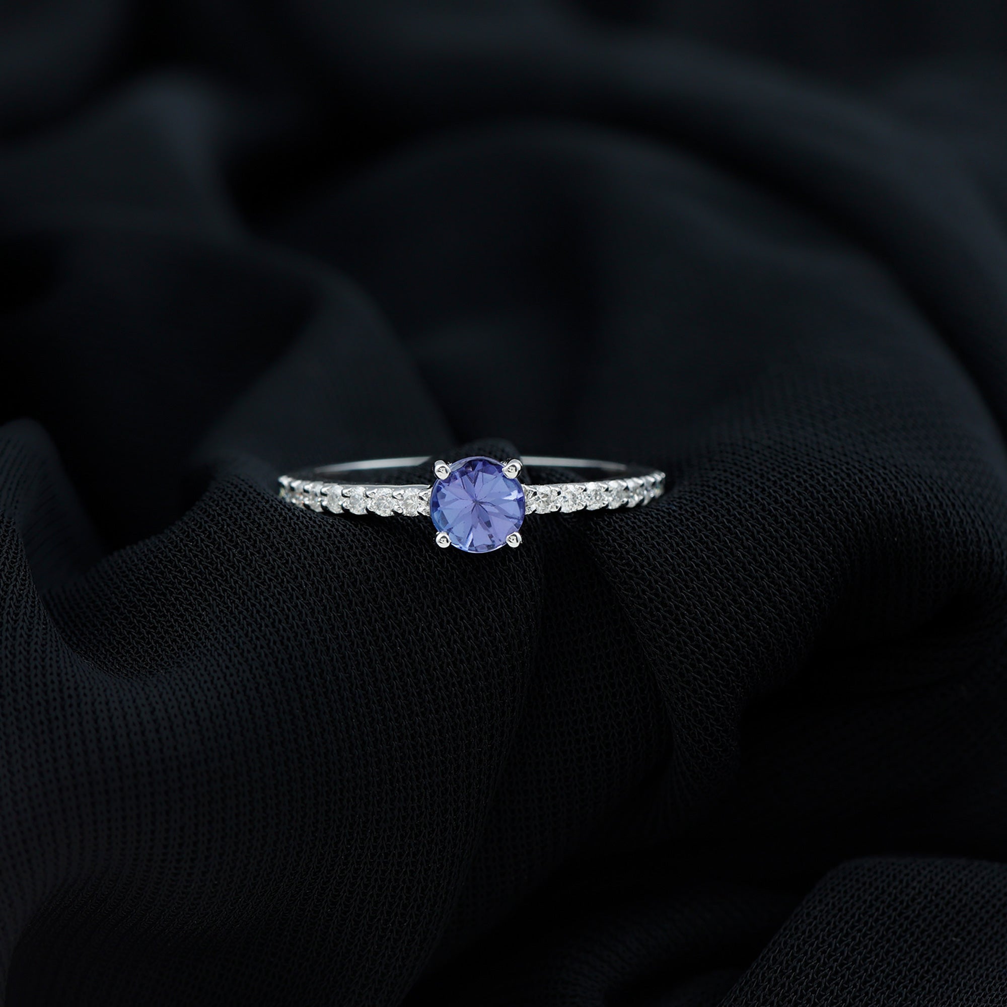 Natural Tanzanite Diamond Promise Ring for Engagement