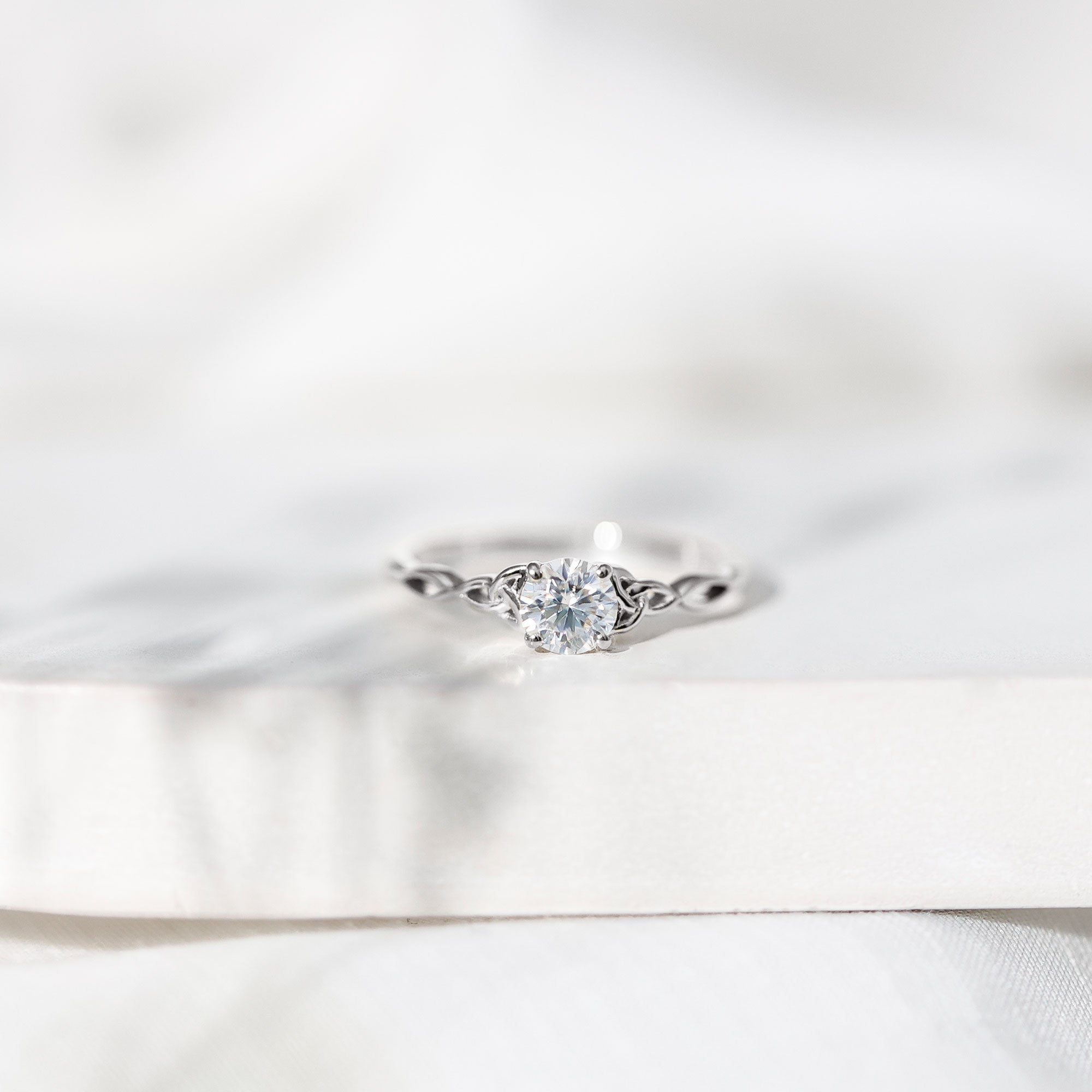 Solitaire Moissanite Celtic Knot Ring for Women