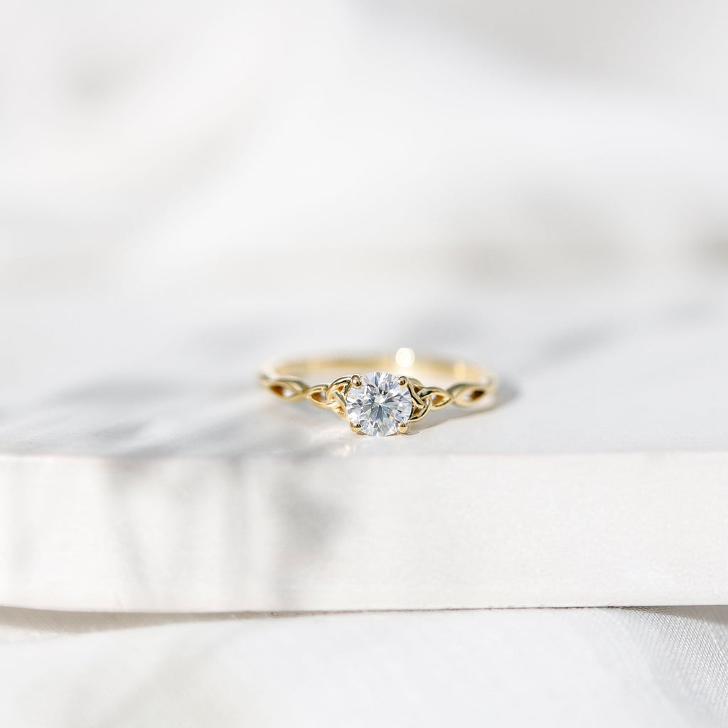 Solitaire Moissanite Celtic Knot Ring for Women