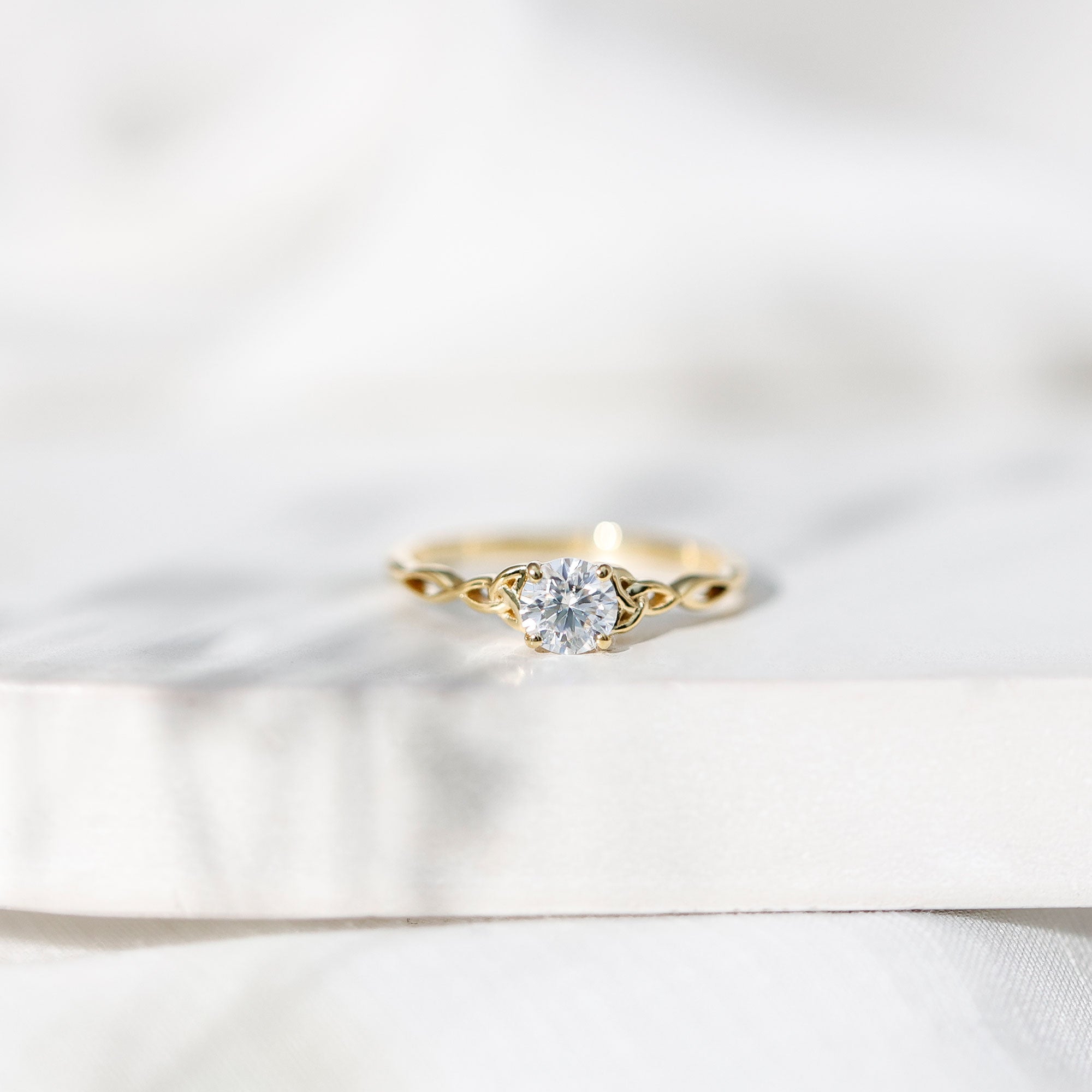 Solitaire Moissanite Celtic Knot Ring for Women