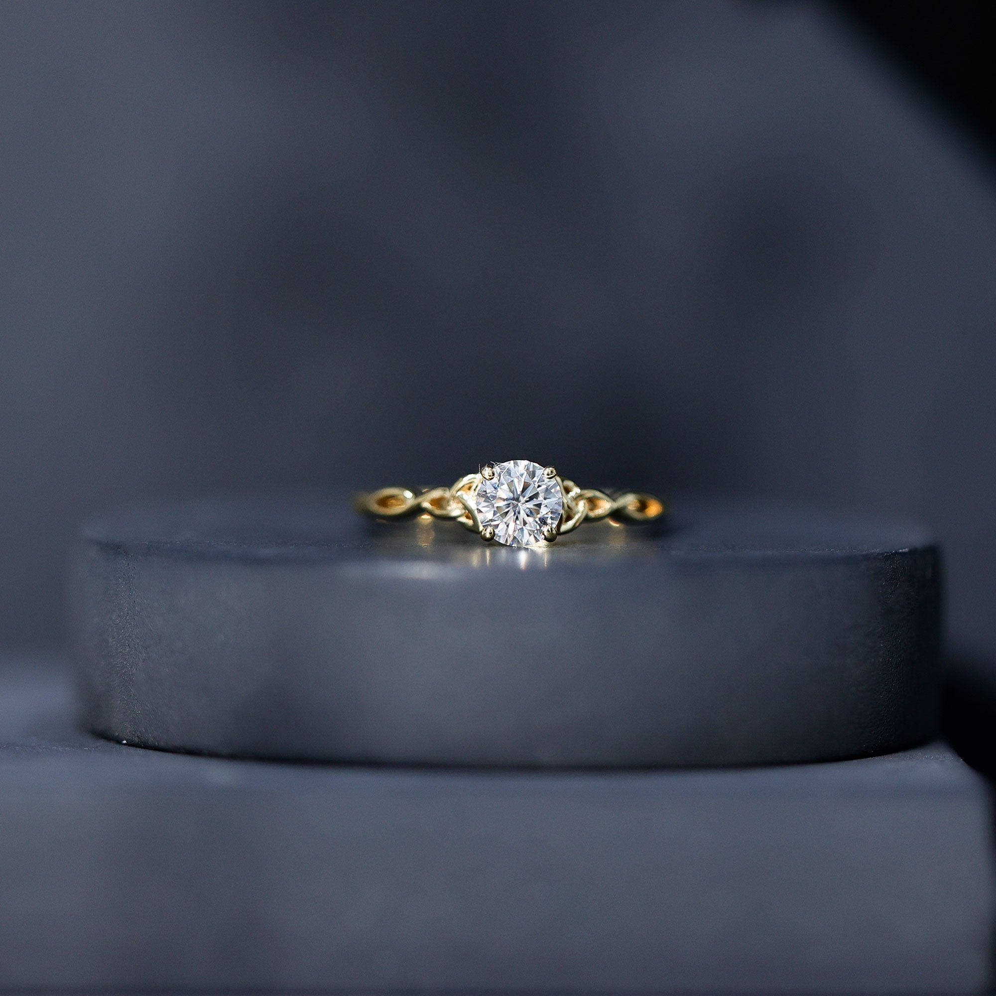 Solitaire Moissanite Celtic Knot Ring for Women