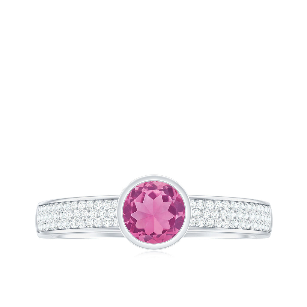 0.4 Carat Solitaire Pink Tourmaline and Diamond Engagement Ring