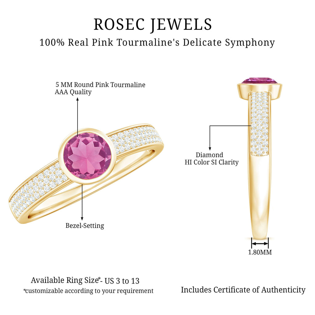0.4 Carat Solitaire Pink Tourmaline and Diamond Engagement Ring