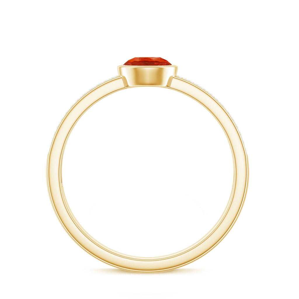0.4 Carat Round Shape Fire Opal Engagement Ring with Diamond
