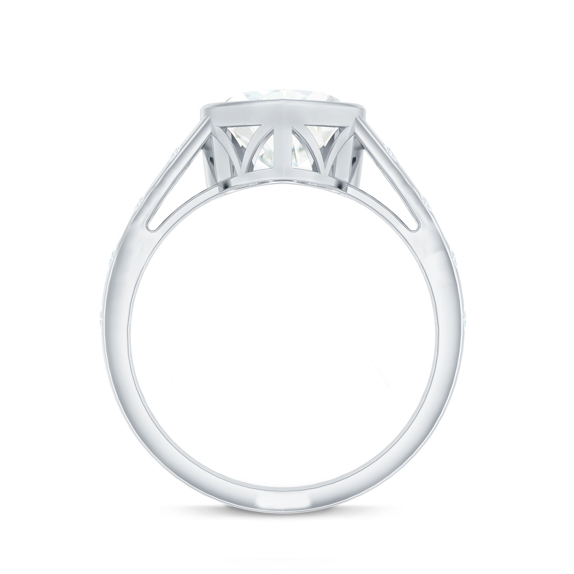 Heart Shape Moissanite Bezel Set Engagement Ring