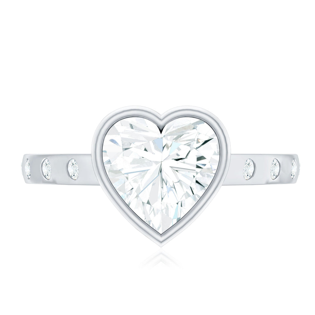 Heart Shape Moissanite Bezel Set Engagement Ring