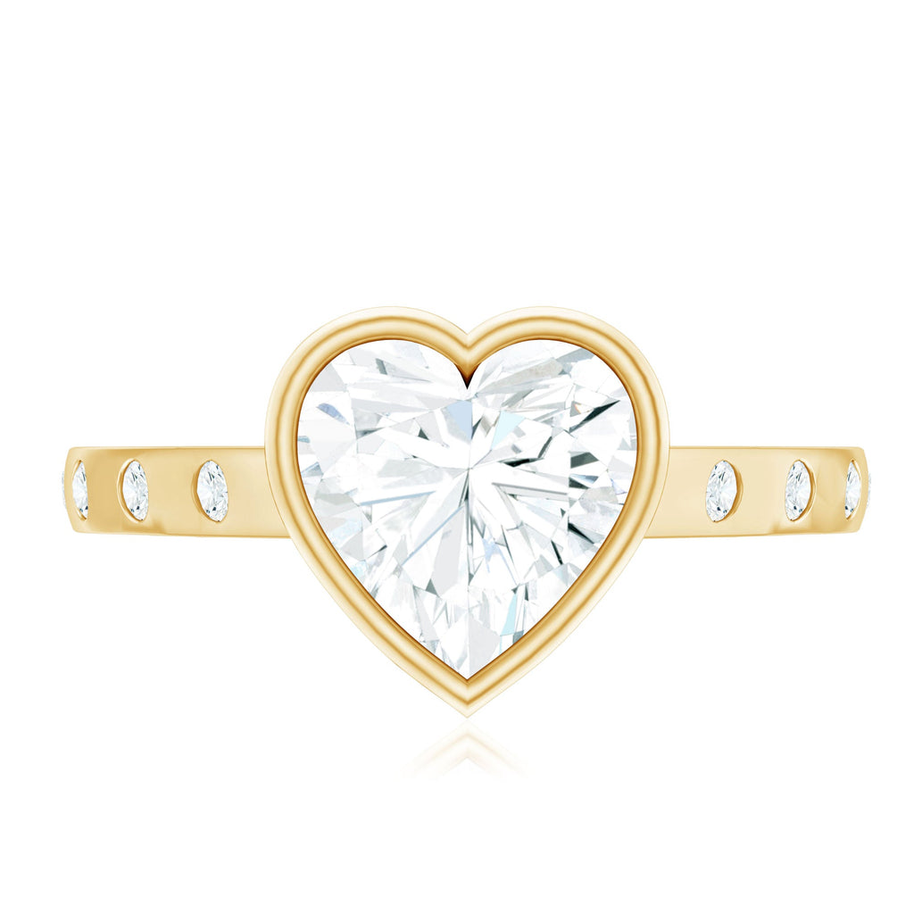 Heart Shape Moissanite Bezel Set Engagement Ring