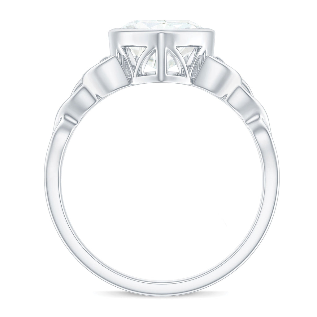 Heart Shape Moissanite Knot Engagement Ring in Bezel Setting