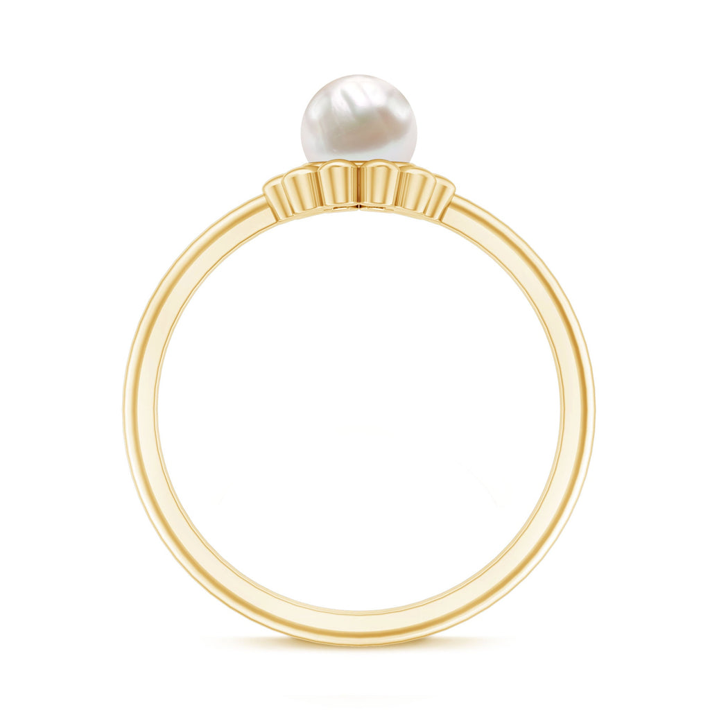 2 Carat Solitaire Freshwater Cultured Pearl Flower Ring