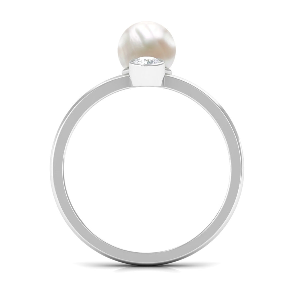 Freshwater Pearl Toi Et Moi Ring with Diamond