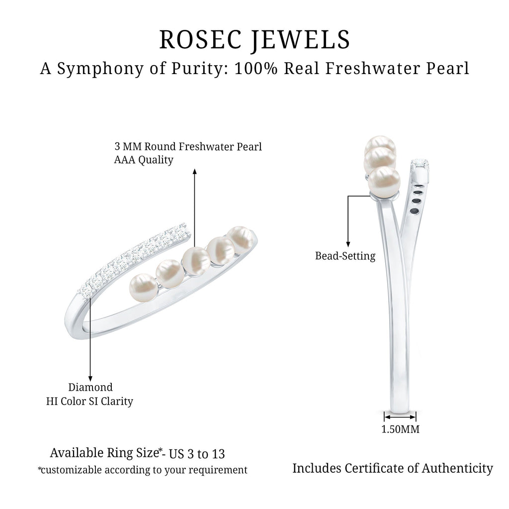 Cultured Freshwater Pearl Diamond Wrap Ring for Women